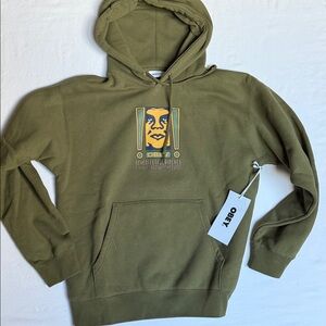 Obey Olive Hoodie Double Exclamation sz S
